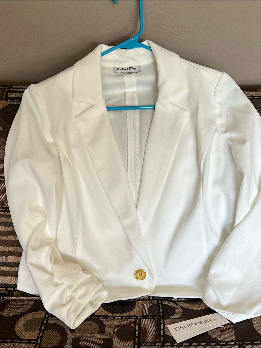 Shelby & Palmer White Blazer with Gold Button